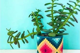 Bargello Needlepoint Planter